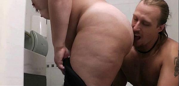 He picks up busty chick and fucks in the restroom
